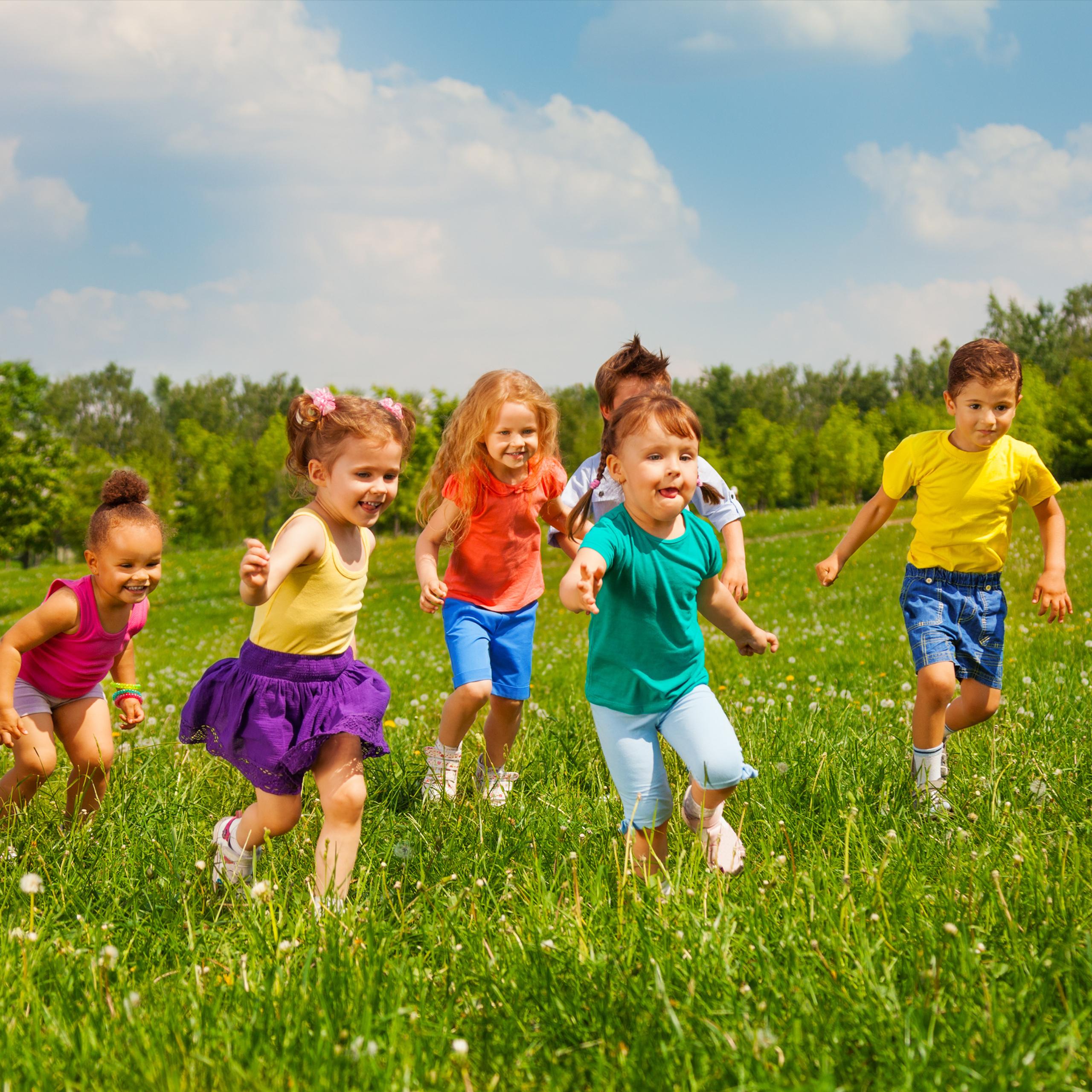 kids running in field